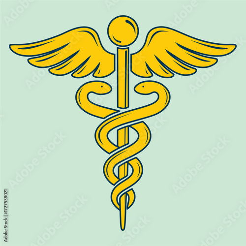 Caduceus Medicine Symbol gold 
