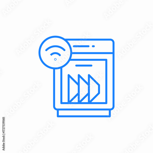 smart dishwashing machine icon sign vector