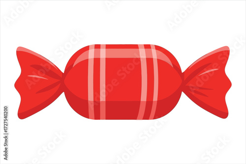 Vector art of a delightful red candy, wrapped in a glossy wrapper, , evokes sweet memories and a sense of simple indulgence