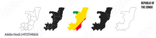 Republic of the Congo map set. Map of Republic of the Congo  with flag.  Vector EPS 10