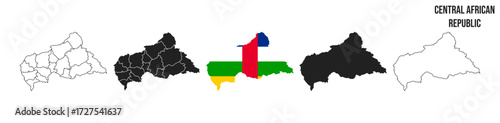 Central African Republic map set. Map of Central African Republic   with flag.  Vector EPS 10