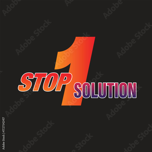 One stop solution logo design with gradient color on black background, perfect for business and marketing materials, branding, and promotional campaigns
