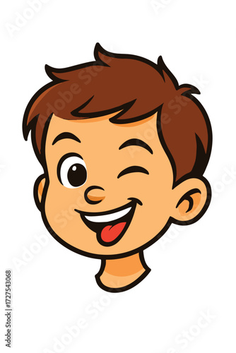 Wallpaper Mural Cute boy face with wink expression, vector style. Torontodigital.ca