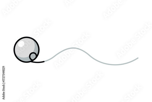 Vector art of a playful marble with a winding trail, , evokes childhood memories and simple joys, inviting viewers to embrace the carefree spirit of playfulness