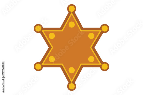 Vector art of a sheriff star badge, a classic symbol of law enforcement in the wild west, , perfect for western or security themes