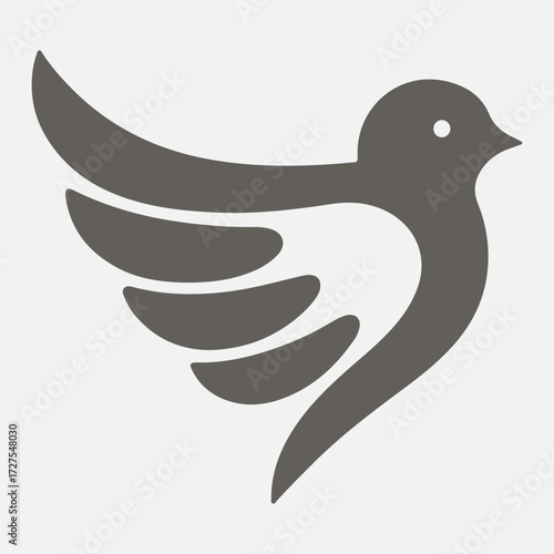 Minimal Vector Bird Wings Design – Elegant Feathered Wing Symbol for Logo, Aviation, Freedom, Nature, or Spiritual Branding, Clean Monochrome Graphic Illustration