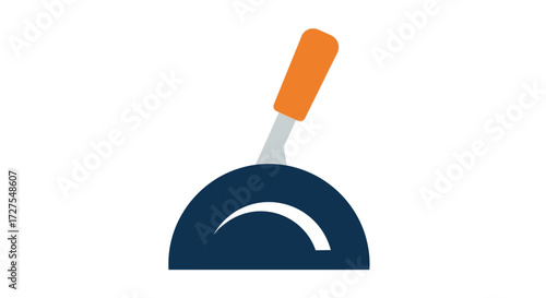 A stylized graphic icon of a gear shift lever with an orange handle, isolated on a white background, representing control and motion