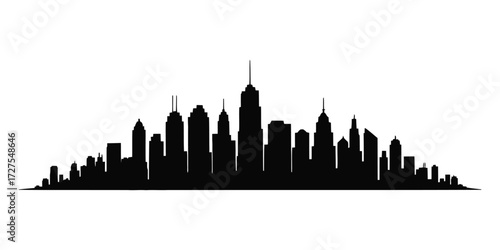 Striking Silhouette of a City Skyline against a Clean White Backdrop a Captivating Urban Landscape