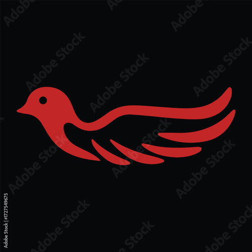 Minimal Vector Bird Wings Design – Elegant Feathered Wing Symbol for Logo, Aviation, Freedom, Nature, or Spiritual Branding, Clean Monochrome Graphic Illustration