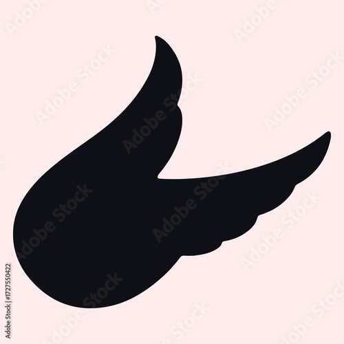 Minimal Vector Bird Wings Design – Elegant Feathered Wing Symbol for Logo, Aviation, Freedom, Nature, or Spiritual Branding, Clean Monochrome Graphic Illustration