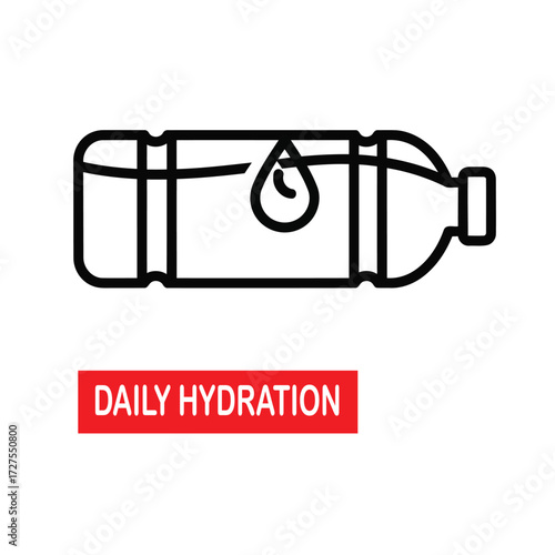 Vector illustration of a water bottle, representing hydration, health, and wellness, emphasizing the importance of drinking water for holistic wellness