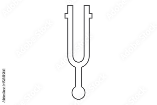 Vector art of tuning fork, a tool used to tune musical instruments, producing a pure and consistent tone for accurate pitch reference