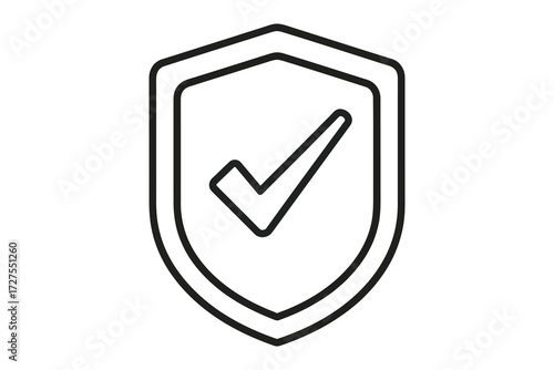 Vector art of shield with checkmark, representing security, protection, and validation, indicating trust and reliability in systems