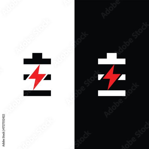 Power Battery Logo icon vector illustration Design Template. Battery Charging vector icon - stock vector.