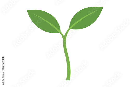 Vector art of green sprout, symbolizing growth, new beginnings, and nature, rendered in a simple, clean style for versatile design applications