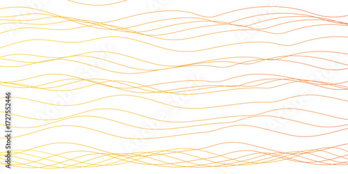 Wave pattern of fine lines gracefully flows across a bright white background. Design for banner, wallpaper, background and many more. Abstract frequency sound wave lines and twisted curve lines