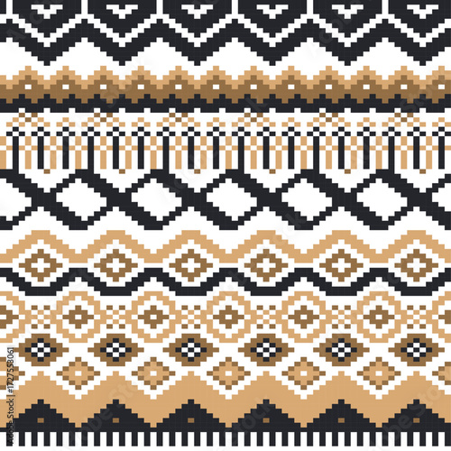 embroidery pixel ethnic aztec seamless pattern vector design