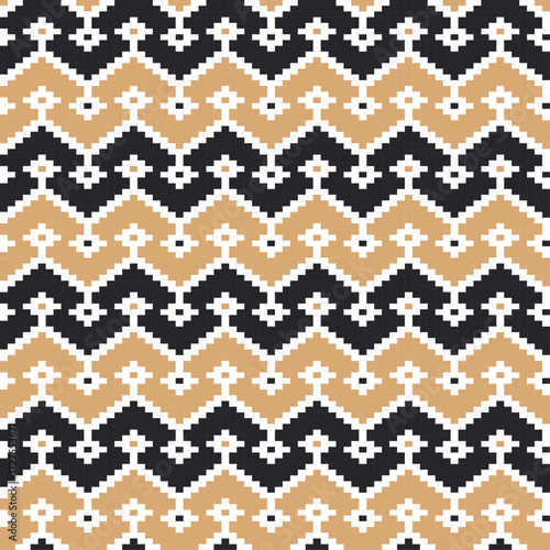 embroidery pixel ethnic aztec seamless pattern vector design
