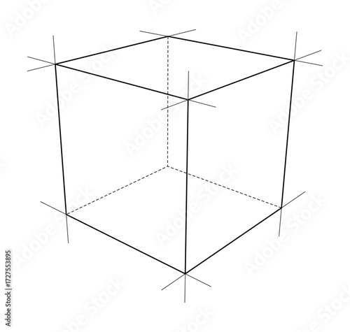 Geometric Wireframe Cube. Vector
