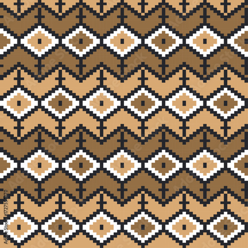 embroidery pixel ethnic aztec seamless pattern vector design