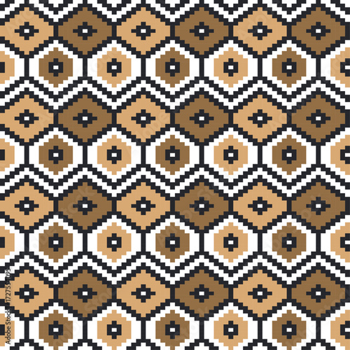 embroidery pixel ethnic aztec seamless pattern vector design