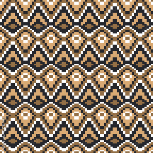 embroidery pixel ethnic aztec seamless pattern vector design