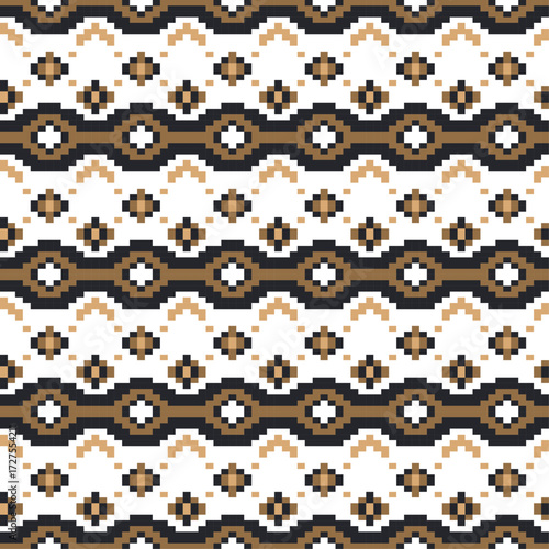 embroidery pixel ethnic aztec seamless pattern vector design