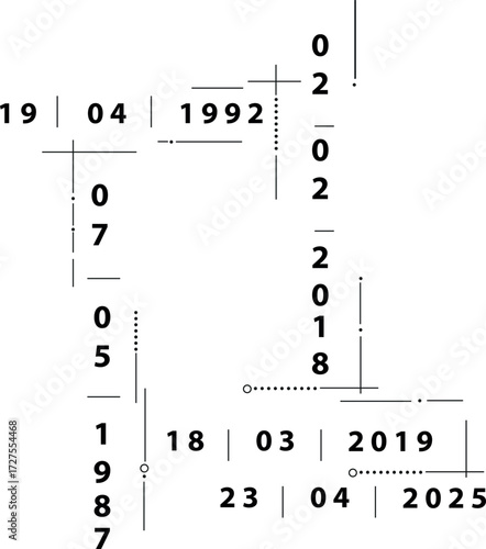  Unique timeline design showing years and dates with creative layout for use in various projects and presentations Generative AI