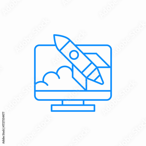 launch start monitor icon sign vector