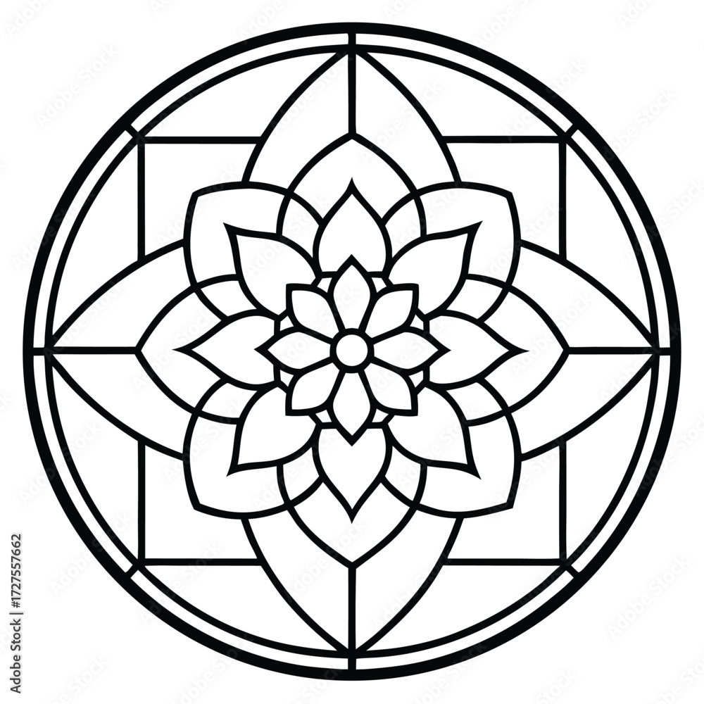Fototapeta premium Geometric Mandala Flower Outline circular pattern