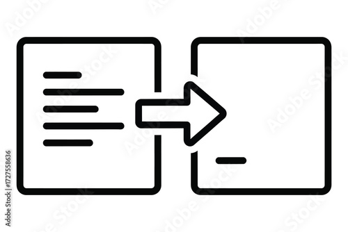Vector art of data transformation icon, symbolizing the process of converting data from one format or structure into another, essential for data integration and analysis