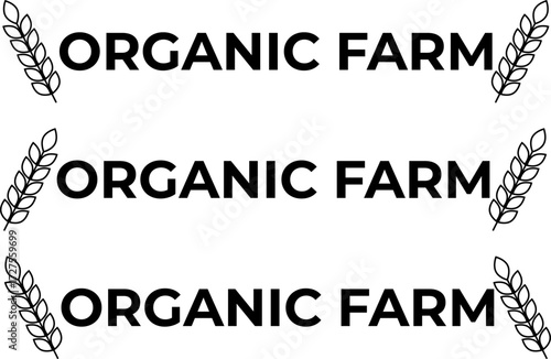 Organic Farm logo set with wheat ears on sides