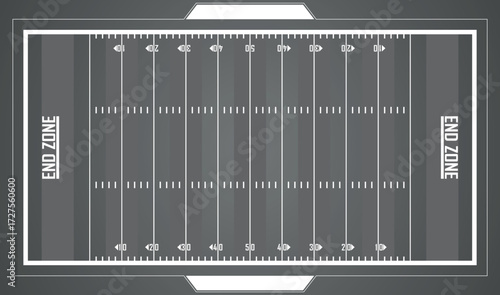 Football Black Field EPS. American Football Field with Line and Grass Texture. touch downs vector illustration