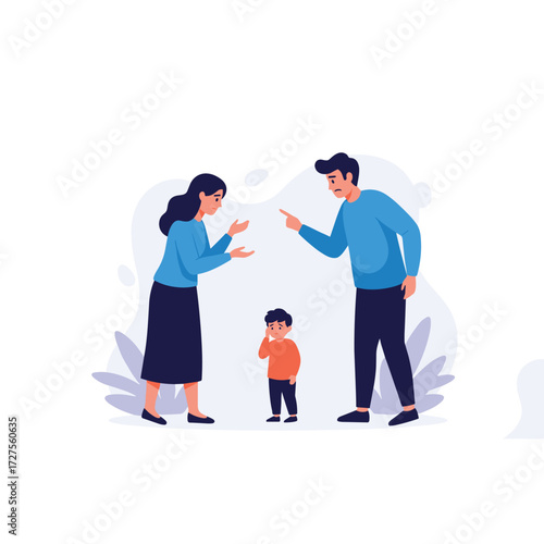 Parents arguing in front of their child creating a stressful environment.