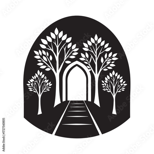 Tree Line With Path Entrance Silhouette