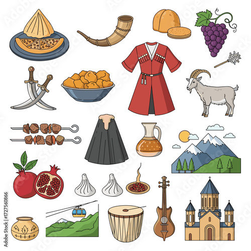 A collection of cultural and traditional elements from an Armenian heritage.
