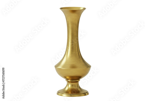 Elegant gold vase isolated on a clean background, decorative metal container for flowers and home decor