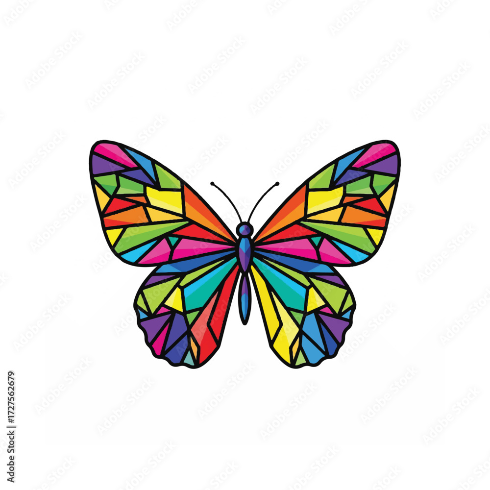 Obraz premium Polychromatic Geometric Butterfly Vector Design with Segmented Wings