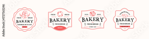 Vector of Bakery Logo and Label Badge for Bread, Coffee, Baking, Bake, loaf of bread icon elements