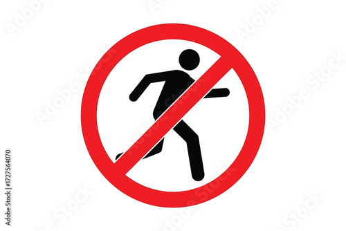 Vector art of a red prohibition sign with a running man inside, indicating that running is not allowed, this symbol is commonly used to prevent accidents or injuries