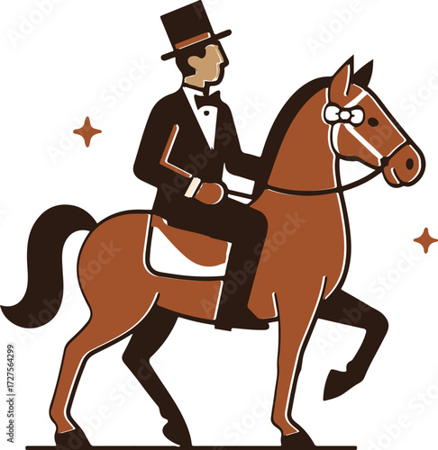 A man is riding on a horse