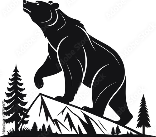 bear in the forest vector illustration
