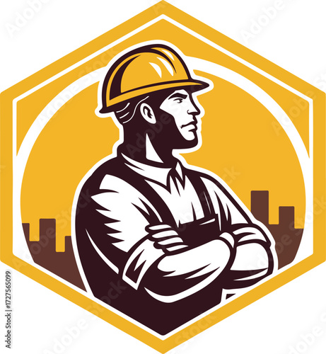 construction worker with helmet and tools vector illustration 