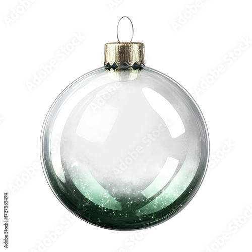 3D Rendered Glass Christmas Ornament with Teal Glitter, Isolated on Transparent Background, Holiday Decoration, Christmas, Ornament, Decoration