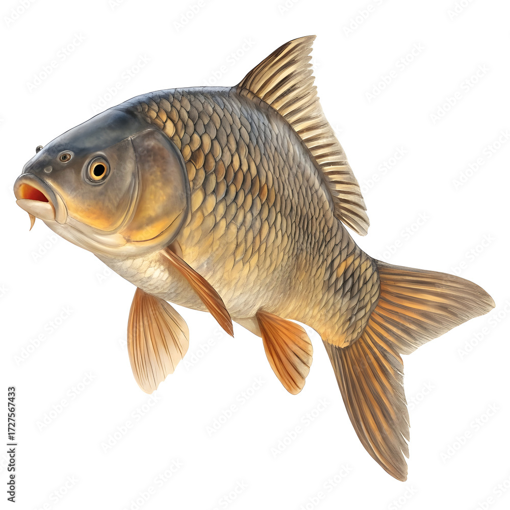 Fototapeta premium carp fish isolated on white background with clippi