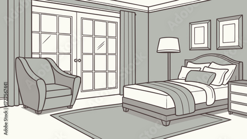Bedroom interior design ideas with bed armchair curtains and frames for home decor and furniture style