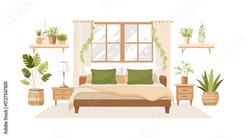 Bedroom interior design ideas with plants minimalist style cozy aesthetic home decor and furniture