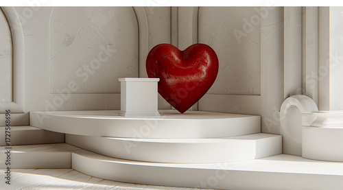 red heart on a wooden chair