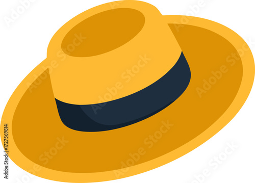 Stylish straw hat with dark blue band design for summer vacation