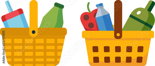 Picnic Basket Illustration with Food and Drinks for Outdoor Adventures